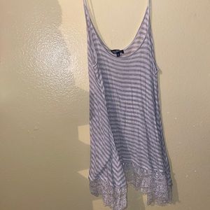 Silver and White Spaghetti Strap XL Top with Lace